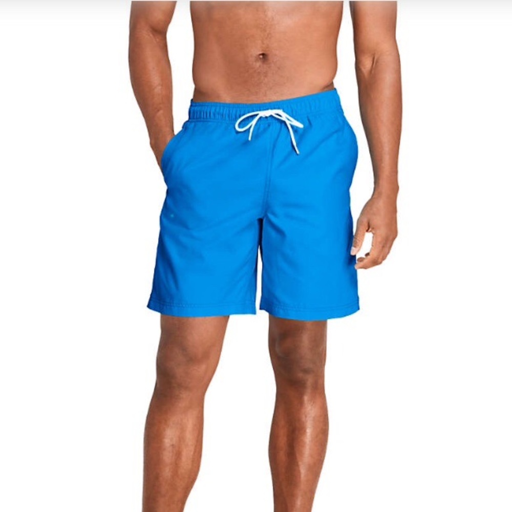 Lands’ End Solid Volley Swim Shorts Blue LG NEW - Picture 3 of 15